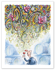 Wine connoisseur by cartoonist Nick Lyons.