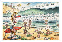 Surf cartoon by cartoonist Nick Lyons
