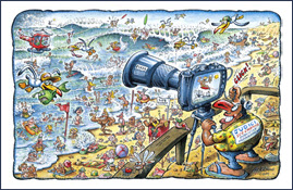 BIG SURF CARTOON LE GURP by cartoonist Nick Lyons